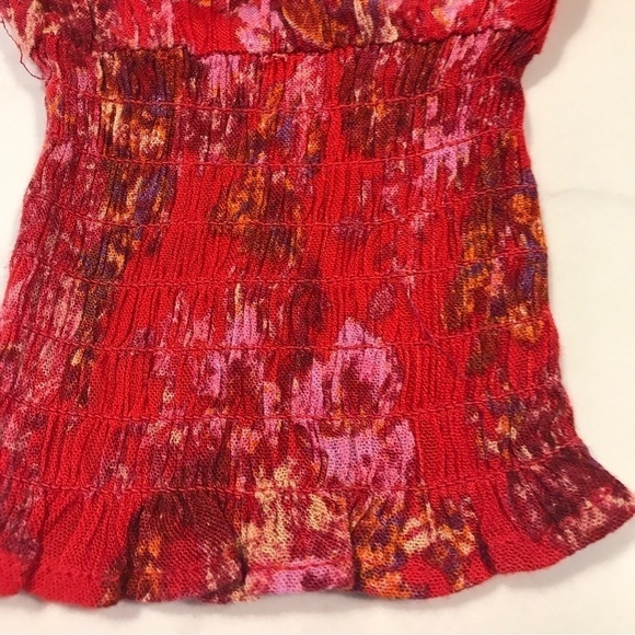 Free People fuscia floral off the shoulder long sleeve tunic - Picture 7 of 13